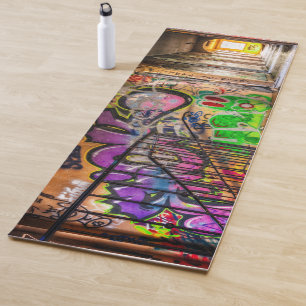 Tapis coloré de yoga d'amusement de graffiti d'ar