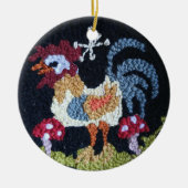 tapis crochet design coq & champignon ornement (Devant)