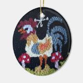 tapis crochet design coq & champignon ornement (Gauche)