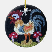 tapis crochet design coq & champignon ornement (Dos)