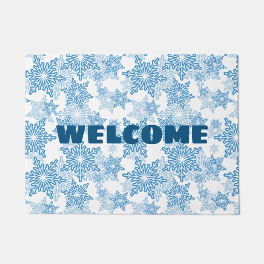 Tapis d'accueil pour flocon de neige blanc et bleu (Devant)