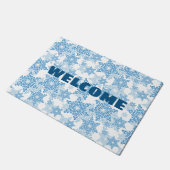 Tapis d'accueil pour flocon de neige blanc et bleu (Incliné)
