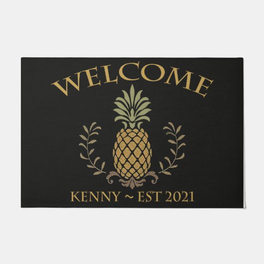 Tapis d'ananas de bienvenue, mat de porte tropical (Devant)