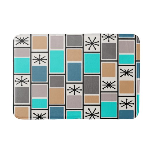 Tapis De Bain 1950 L'Âge Atomique Rectangle Starbursts (Devant)