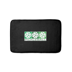 Tapis De Bain 3 boulettes vertes en blanc