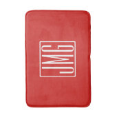 Tapis De Bain 3 Initiales Monogramme | Rouge & Blanc (ou couleur (Devant (Vertical))