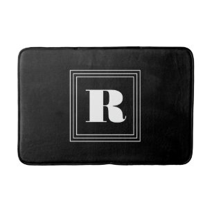 Tapis De Bain 3 monogramme de cadre   Noir et blanc