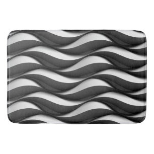 Tapis De Bain 3 Motif noir et blanc ondulé Dimensional