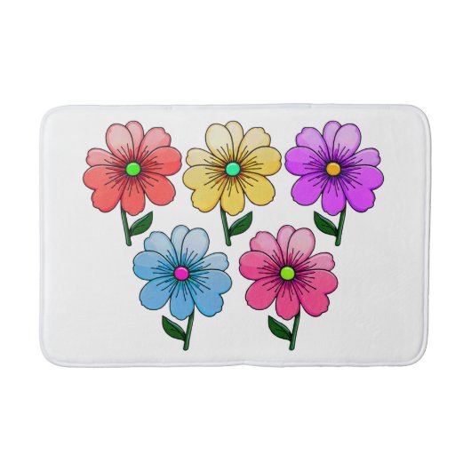 Tapis De Bain 5 Fleurs de couleur (Devant)