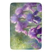 Tapis de bain à aquarelle florale Iris violets (devant Vertical)
