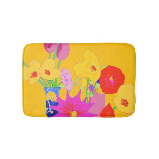 Tapis de bain à bouquets floraux mixtes rouges ros (Devant)