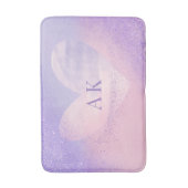 Tapis de bain à cœur dégradé violet rose Monogram (Devant (Vertical))