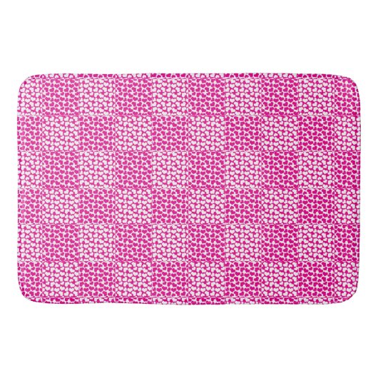 Tapis De Bain à damiers Amour en Magenta et Blanc (Devant)