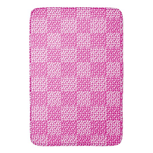 Tapis De Bain à damiers Amour en Magenta et Blanc (devant Vertical)