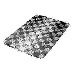 Tapis De Bain À damiers géométrique en noir et blanc