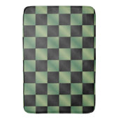 Tapis De Bain À damiers moderne vert olive noir dégradé (devant Vertical)