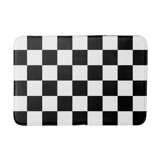 Tapis De Bain À damiers noir et blanc classique (Devant)
