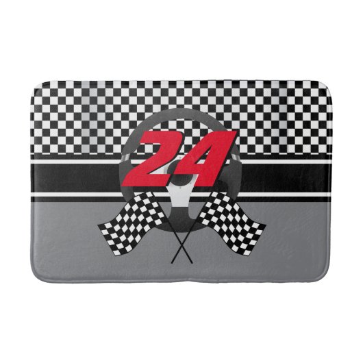 Tapis De Bain À damiers noir et blanc 🏎 conception (Devant)