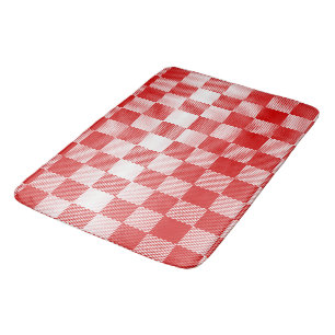 Tapis De Bain À damiers rouge géométrique