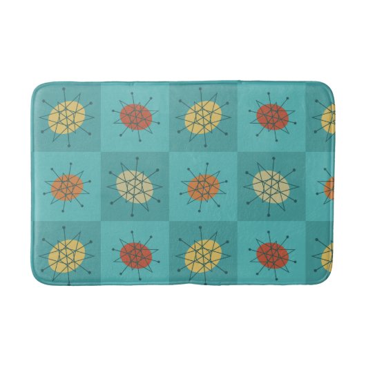 Tapis De Bain à damiers'âge atomique Turquoise (Devant)