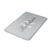 Tapis de bain à monogramme de nom gris | petit moy (Angle)