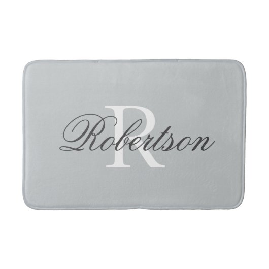 Tapis de bain à monogramme de nom gris | petit moy (Devant)