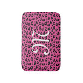 Tapis de bain à monogramme imprimé léopard rose né (Devant (Vertical))