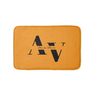 Tapis de bain à monogramme minimaliste moderne