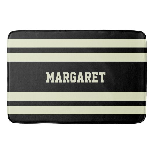 Tapis de bain à monogramme noir et blanc moderne e (Devant)