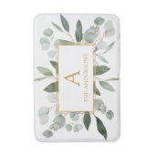 Tapis de bain à monogramme Tropical Vert Feuilles (Devant (Vertical))