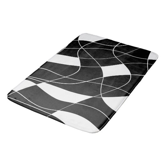 Tapis de bain à motif abstrait noir et blanc moder (Angle)
