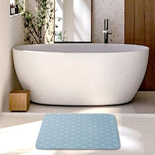 Tapis de bain à motif Cœurs bleus