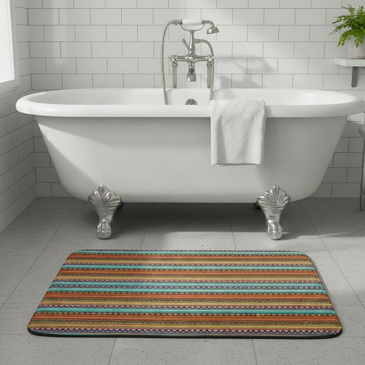 Tapis de bain à rayures aztèques
