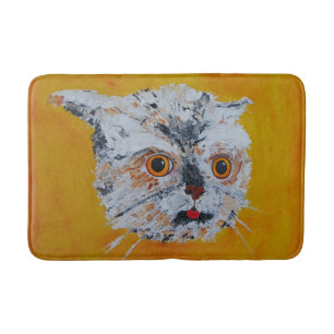 Tapis de bain à visage de chat artistique cool !