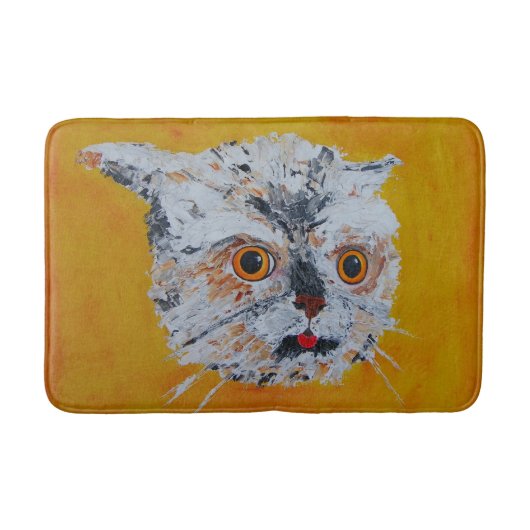 Tapis de bain à visage de chat artistique cool ! (Devant)