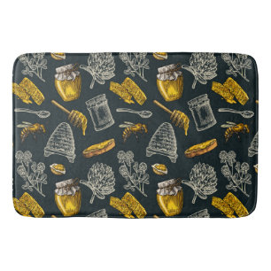 Tapis De Bain Abeille à Miel Foncé Ruches Jaune Vintage Chic Org