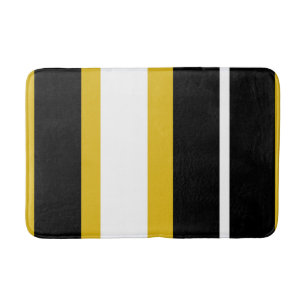 Tapis De Bain Abeille à rayures jaunes noires et blanches