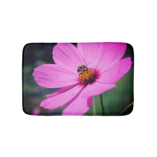 Tapis De Bain Abeille De Miel Sur Fleur De Cosmos Rose (Devant)