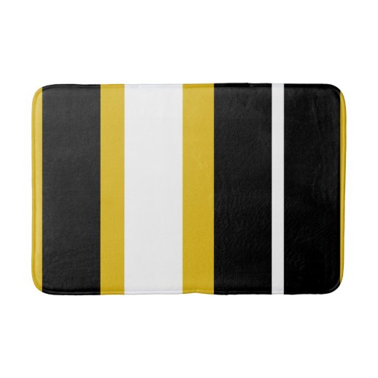 Tapis De Bain Abeille Rayure Jaune Noir Blanc Rayures (Devant)