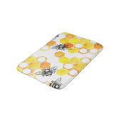 Tapis De Bain Abeilles de miel : Motif d'aquarelle jaune (Angle)