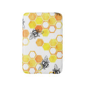 Tapis De Bain Abeilles de miel : Motif d'aquarelle jaune (Devant (Vertical))