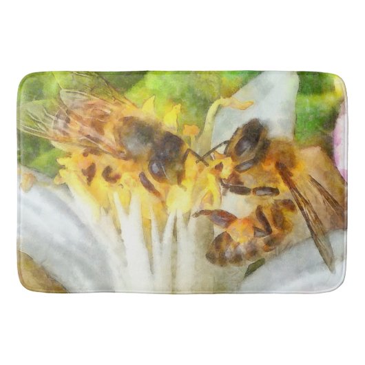 Tapis De Bain Abeilles De Miel Sur L'Aquarelle De Fleur De Citro (Devant)