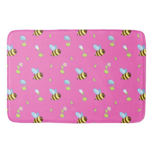 Tapis De Bain Abeilles et fleurs colorées