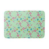 Tapis De Bain Abeilles, oiseaux et fleurs vert motif (Devant)