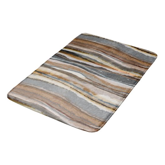 Tapis De Bain Abstract Agate Stripes Neutral Earth Tones (Angle)