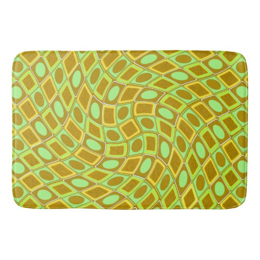Tapis De Bain Abstract geometric swirl retro lime pattern (Devant)