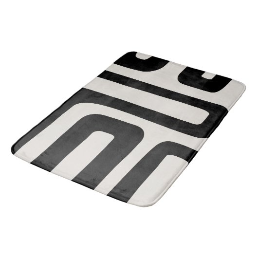 Tapis De Bain Abstract Ivory and Black Bath Math (Angle)