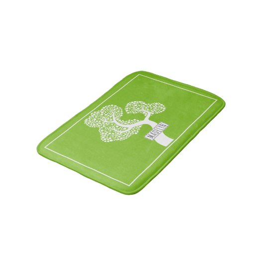 Tapis De Bain Abstrait arbre blanc moderne et nom vert citron (Angle)