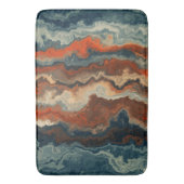 Tapis De Bain Abstrait bleu et rouille (devant Vertical)