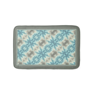 Tapis De Bain Abstrait bleu, gris motif de flocons de neige avec